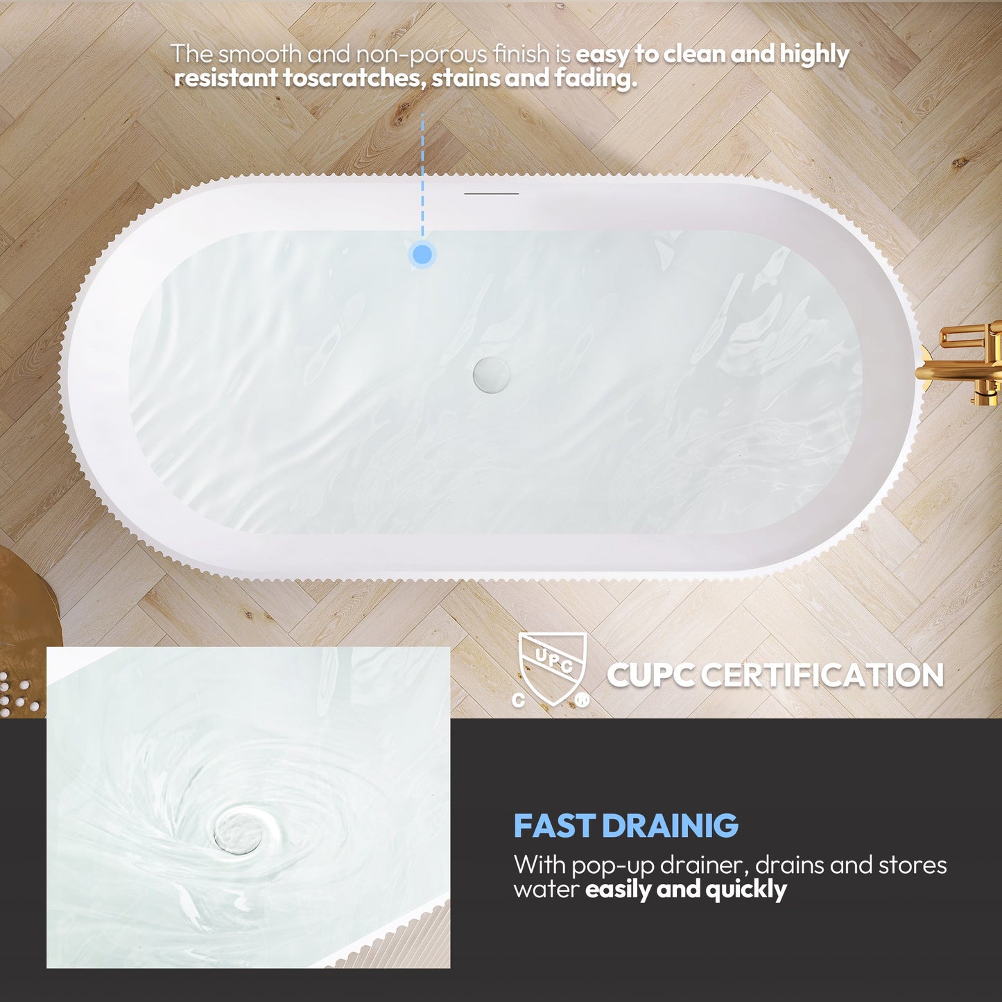 Vinnova Linyi 59.1" x 31.5" Soaking Bathtub