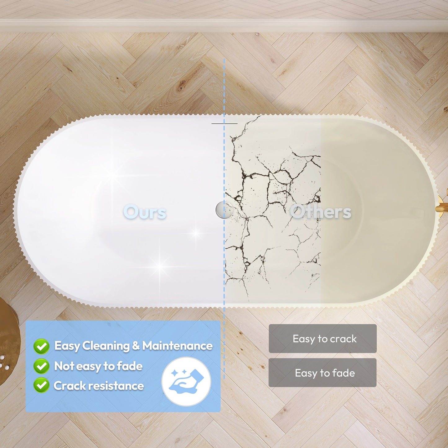 Vinnova Linyi 66.9" x 31.5" Soaking Bathtub