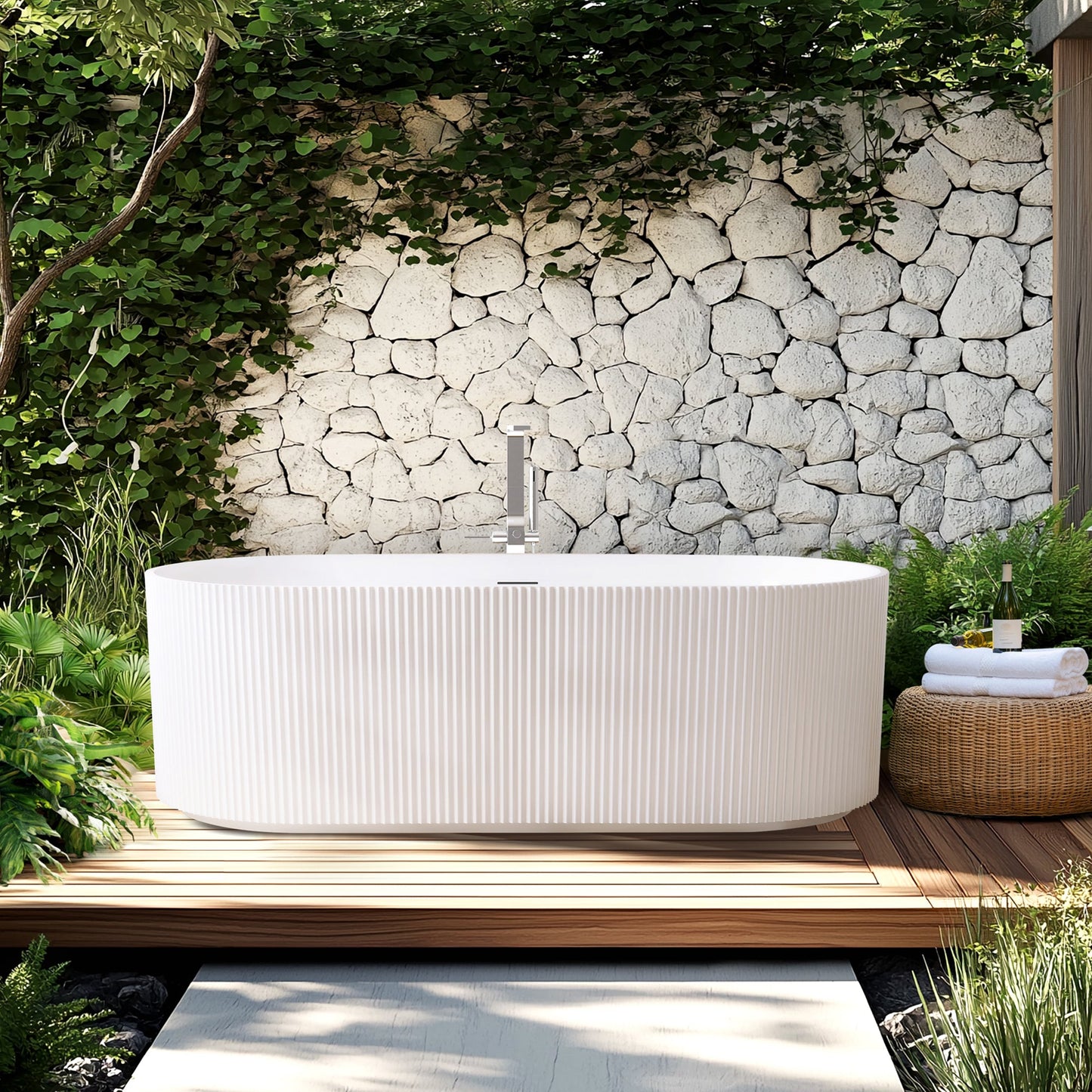 Vinnova Linyi 66.9" x 31.5" Soaking Bathtub