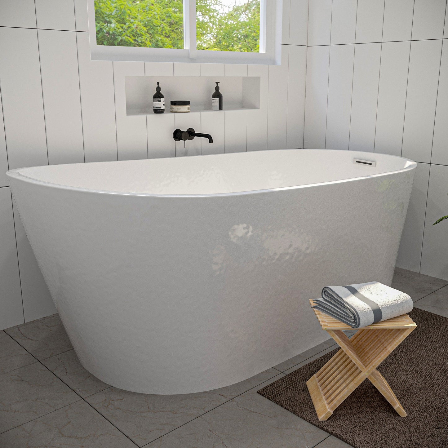 Shaia 67" x 32" Freestanding Soaking Acrylic Bathtub