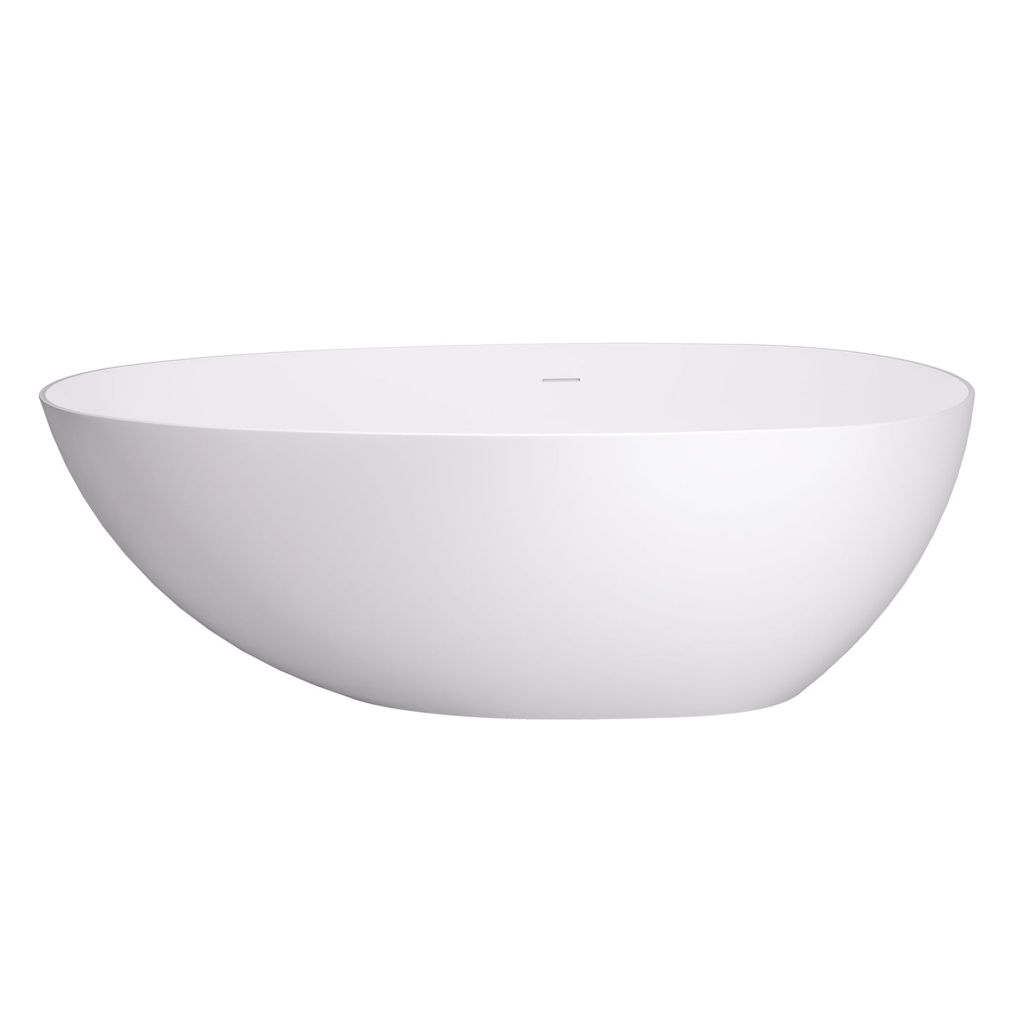 Giotto Solid Surface Soaking Bathtub in Matte White with Matte White Drain and Integrated Overflow