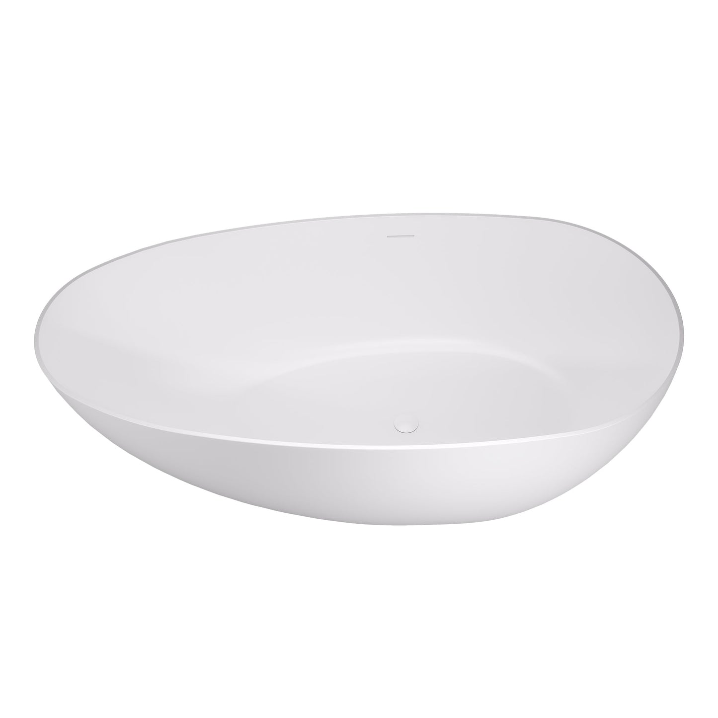 Giotto Solid Surface Soaking Bathtub in Matte White with Matte White Drain and Integrated Overflow