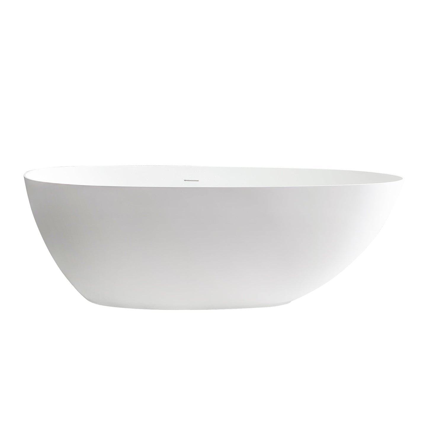 Giotto Solid Surface Soaking Bathtub in Matte White with Matte White Drain and Integrated Overflow