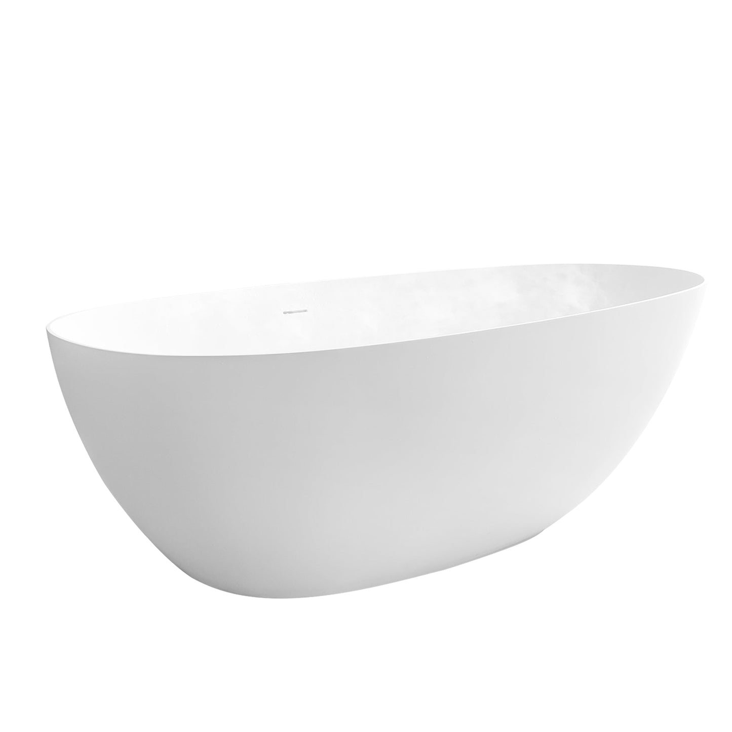 Giotto Solid Surface Soaking Bathtub in Matte White with Matte White Drain and Integrated Overflow