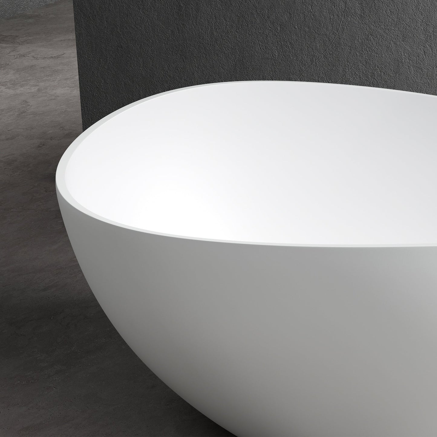 Vespa 63" x 39" Solid Surface Soaking Bathtub with Drain and Integrated Overflow
