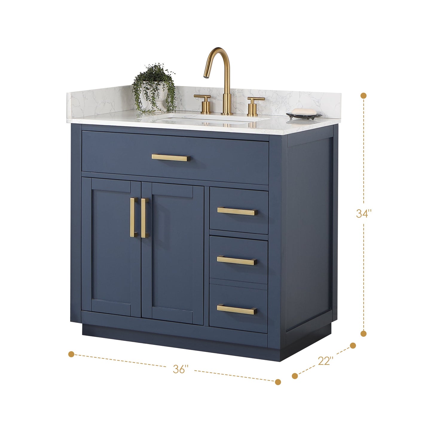 Gavino 36" Single Vanity with Top
