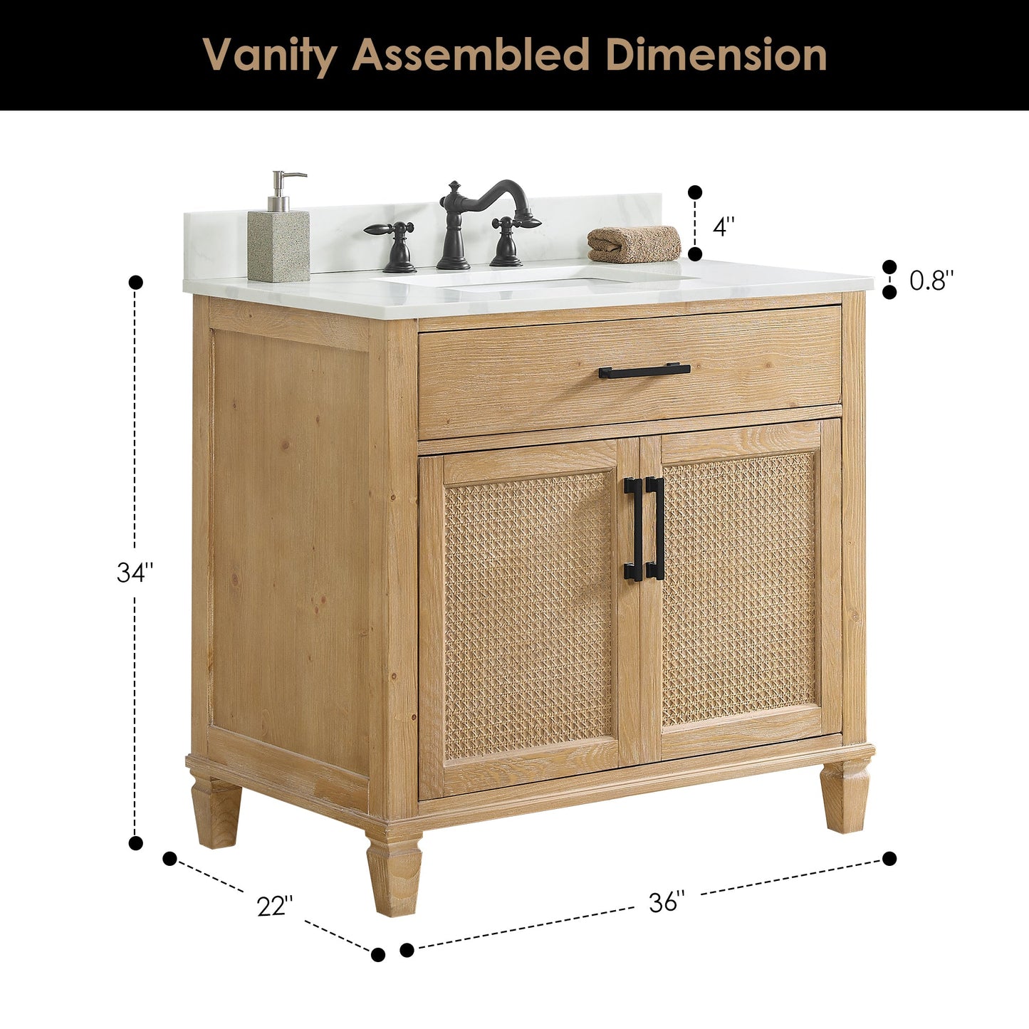Solana 36" Single Vanity With Top