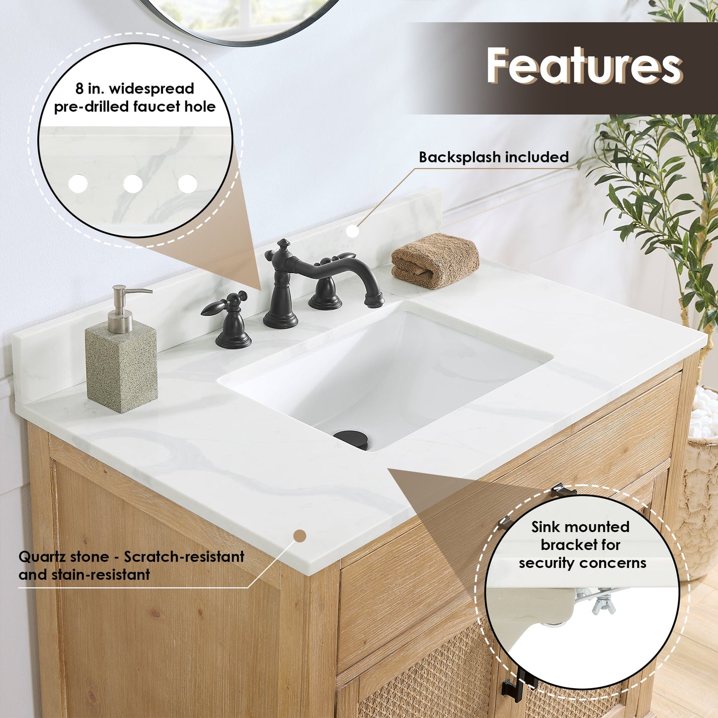 Solana 36" Single Vanity With Top