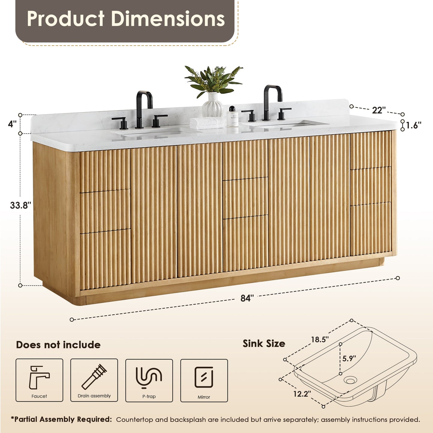Clayton 84" Double Vanity with Top
