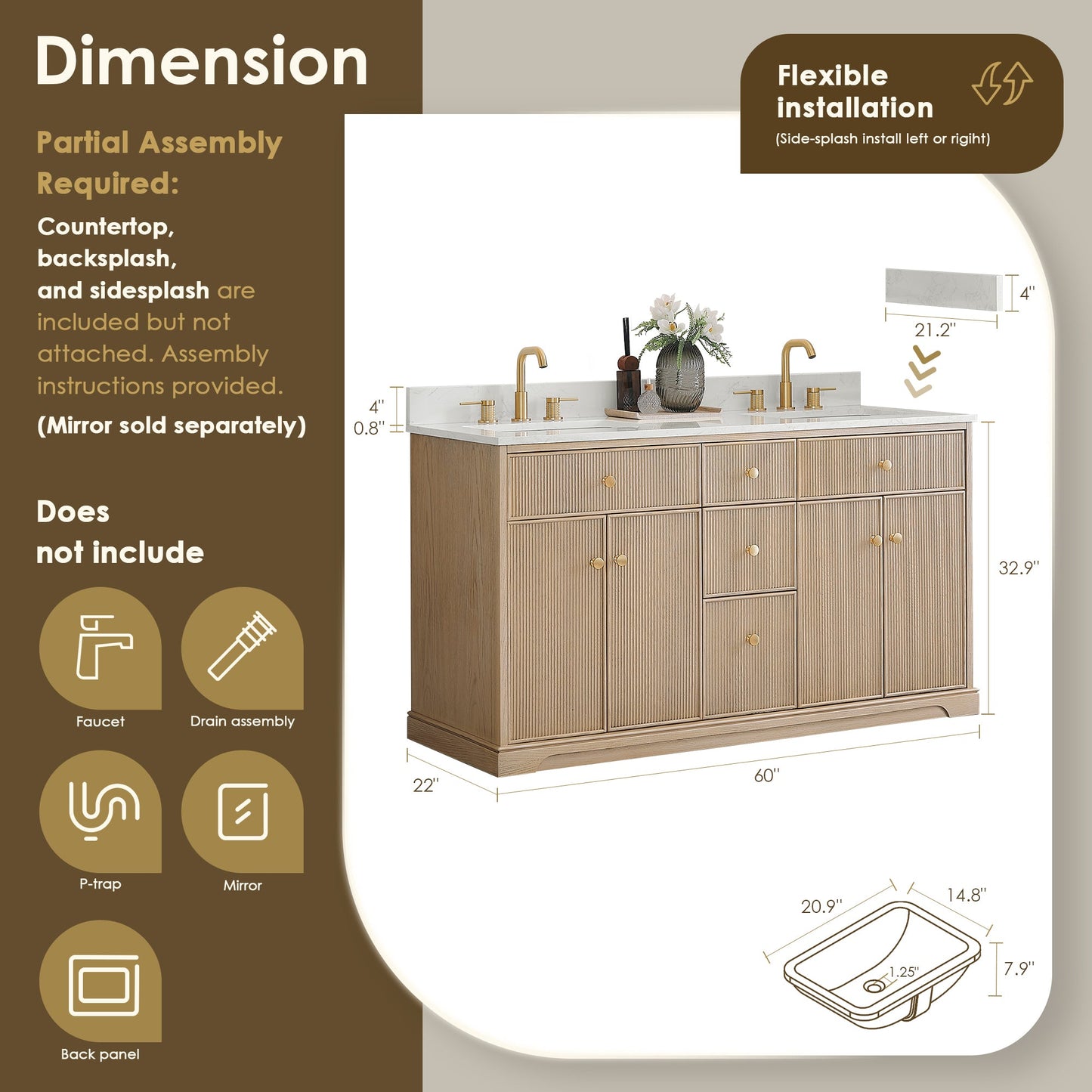 Barnett 36"/48"/60“/72" Single/Double Vanity with Top