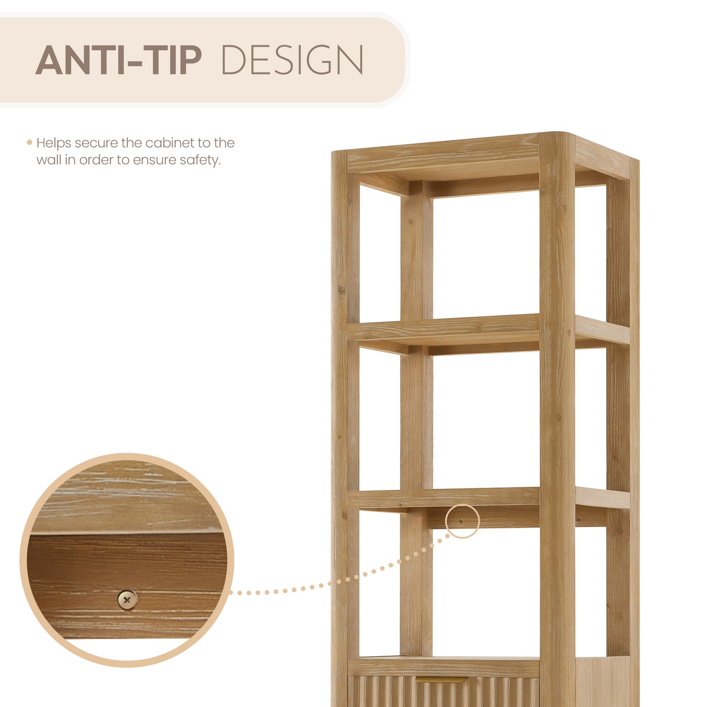 Cádiz 22in. Washed Ash Grey Linen Storage Cabinet for Bathroom and more