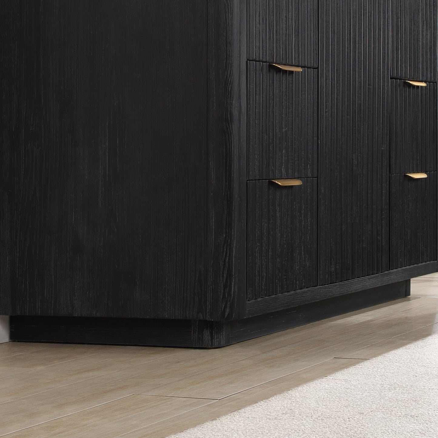 Cádiz 48in. Free-standing Single Bathroom Vanity in Fir Wood Black with Composite top in Lightning White