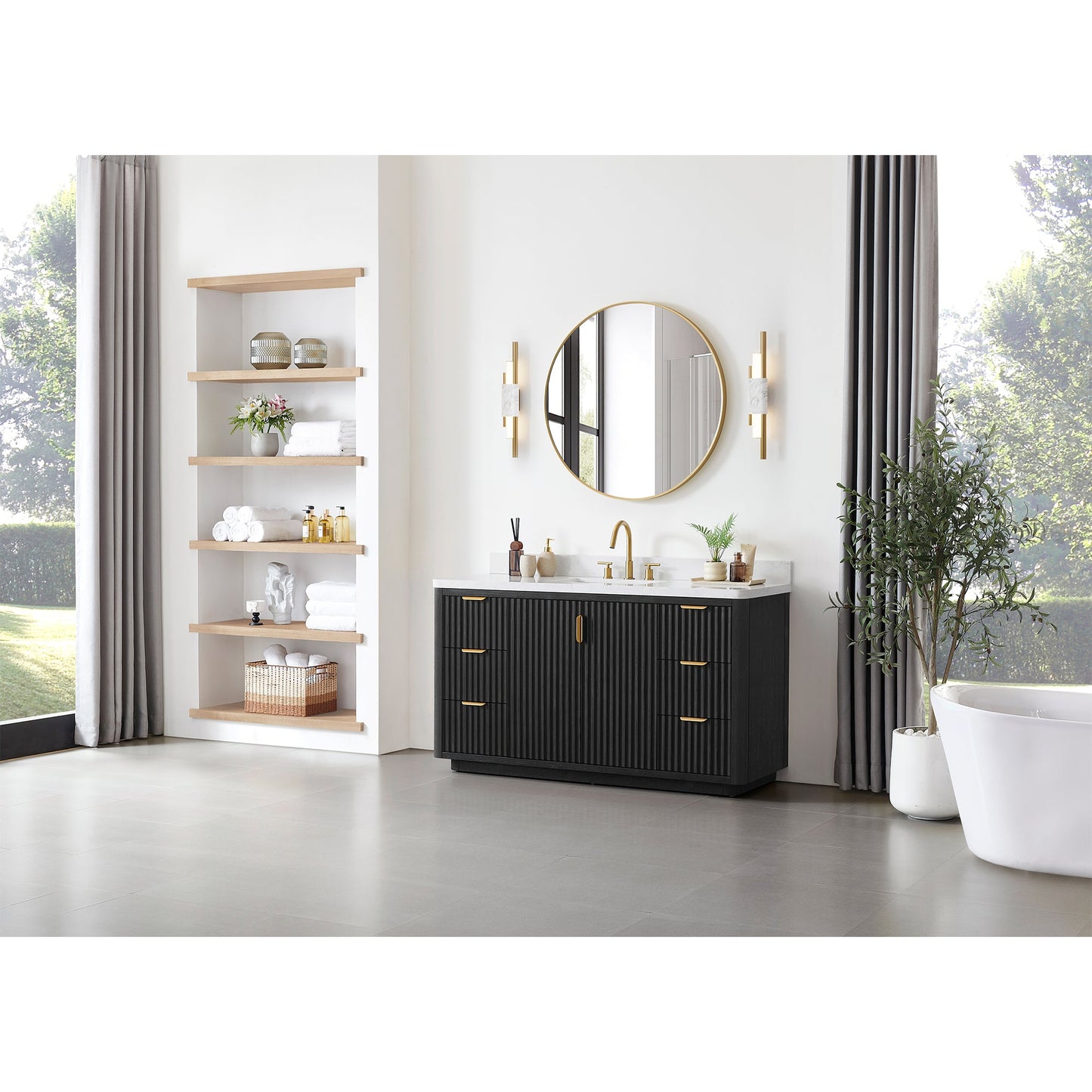 Cádiz 60" Free-standing Single Bathroom Vanity in Fir Wood Black