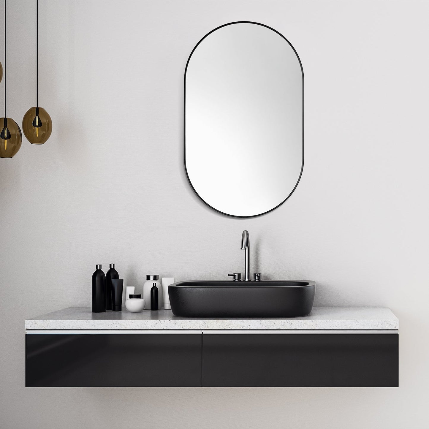 Ispra 36" Oval Bathroom Vanity Aluminum Framed Wall Mirror