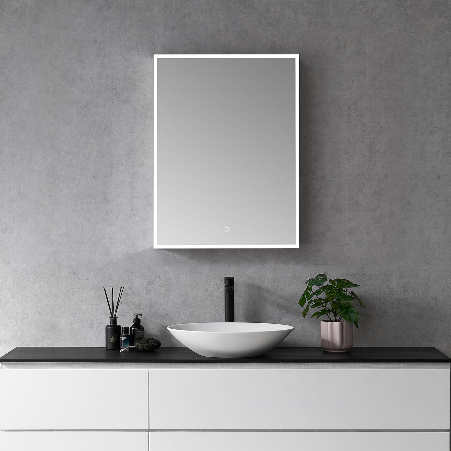 Carsoli Rectangle Frameless Surface-Mount/Recessed LED Lighted Bathroom Medicine Cabinet