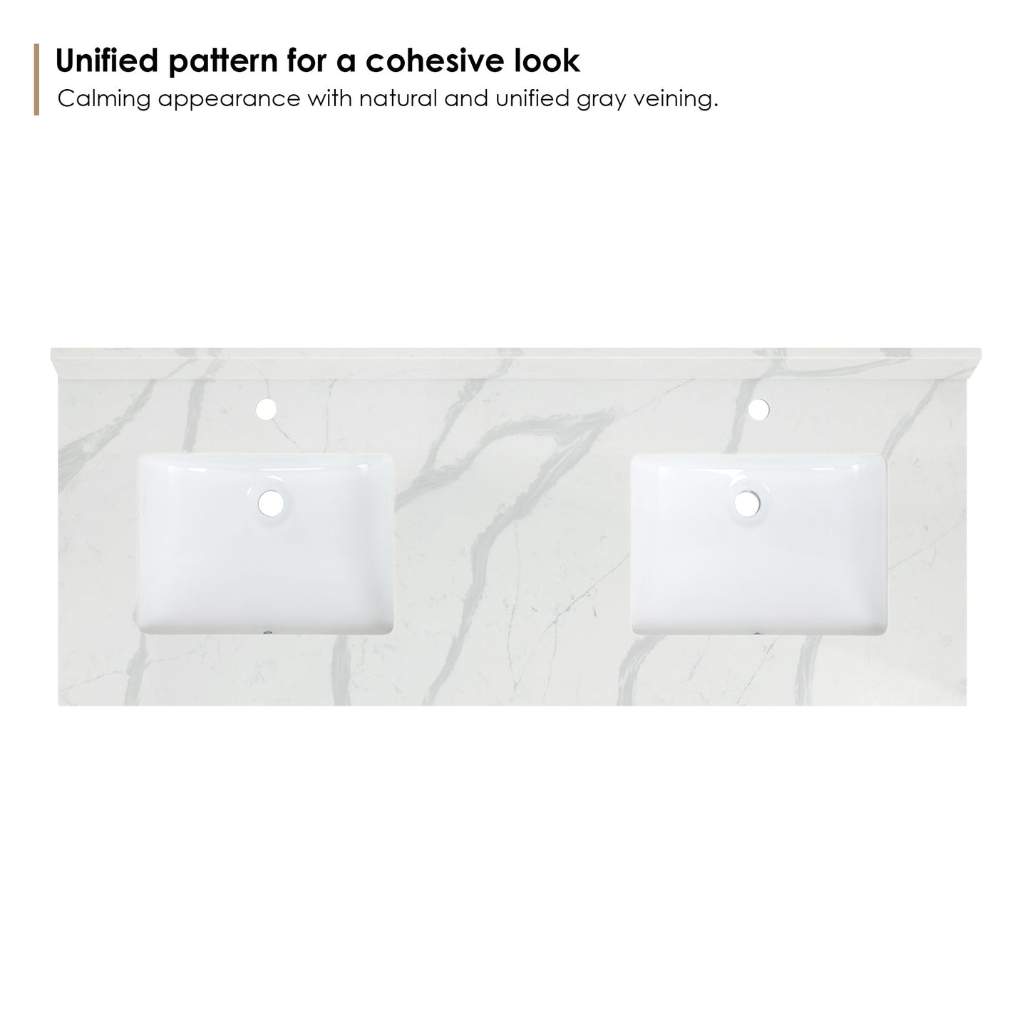 Arbios in Quartz Vanity Top in Calacatta White with White Sink