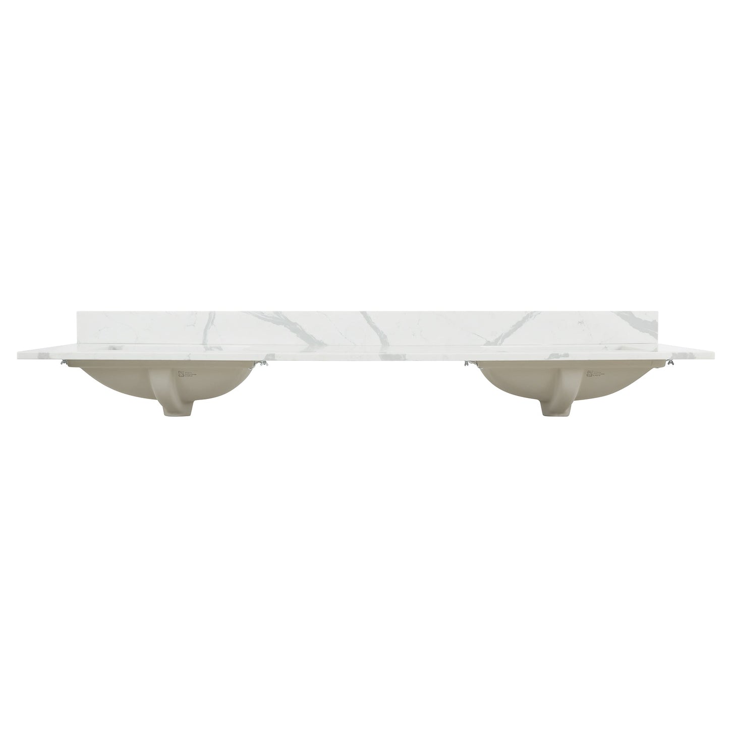 Arbios in Quartz Vanity Top in Calacatta White with White Sink