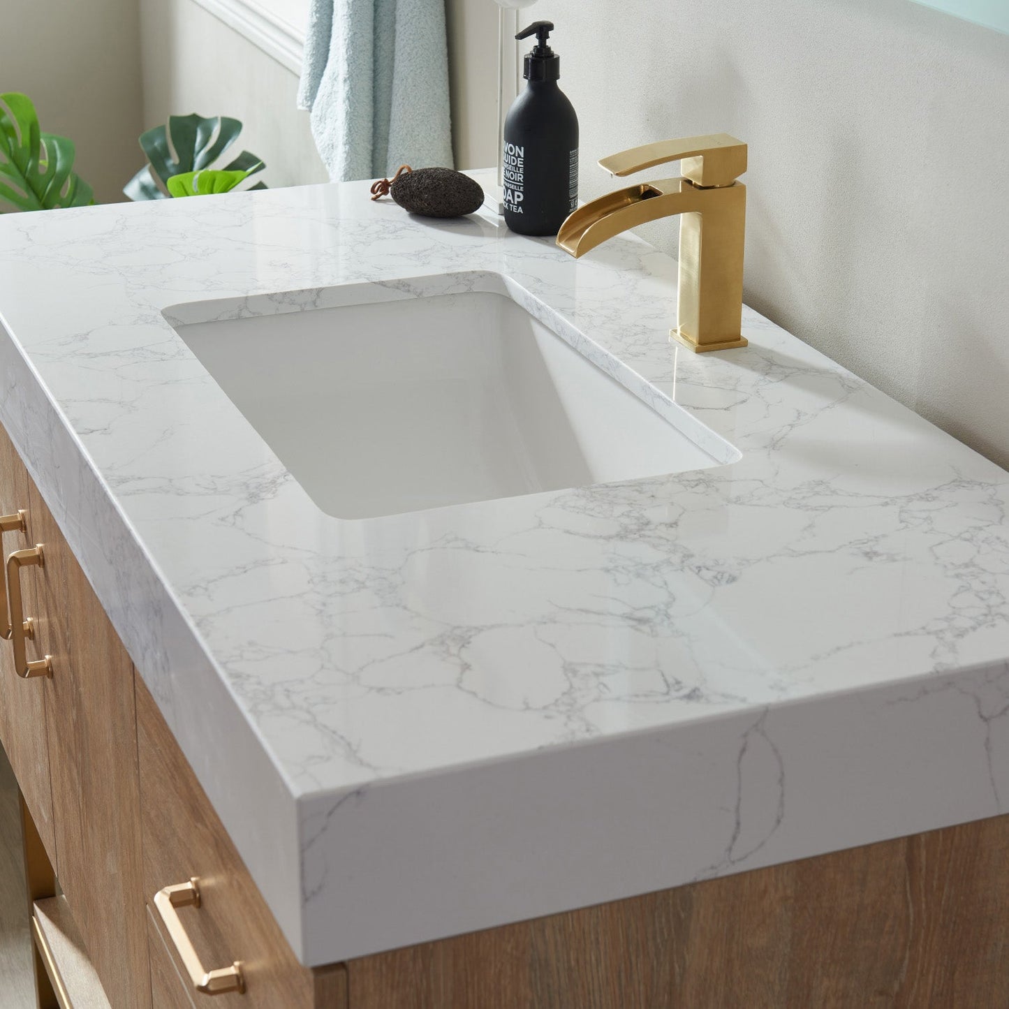 Alistair 42" Single Vanity in North American Oak | Brushed Gold