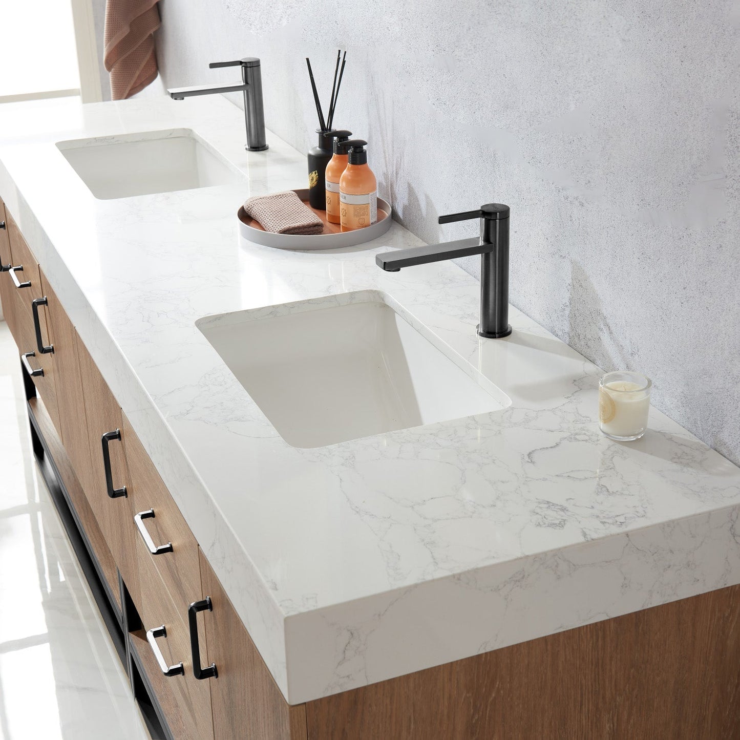 Alistair 72B" Double Vanity in North American Oak | Black