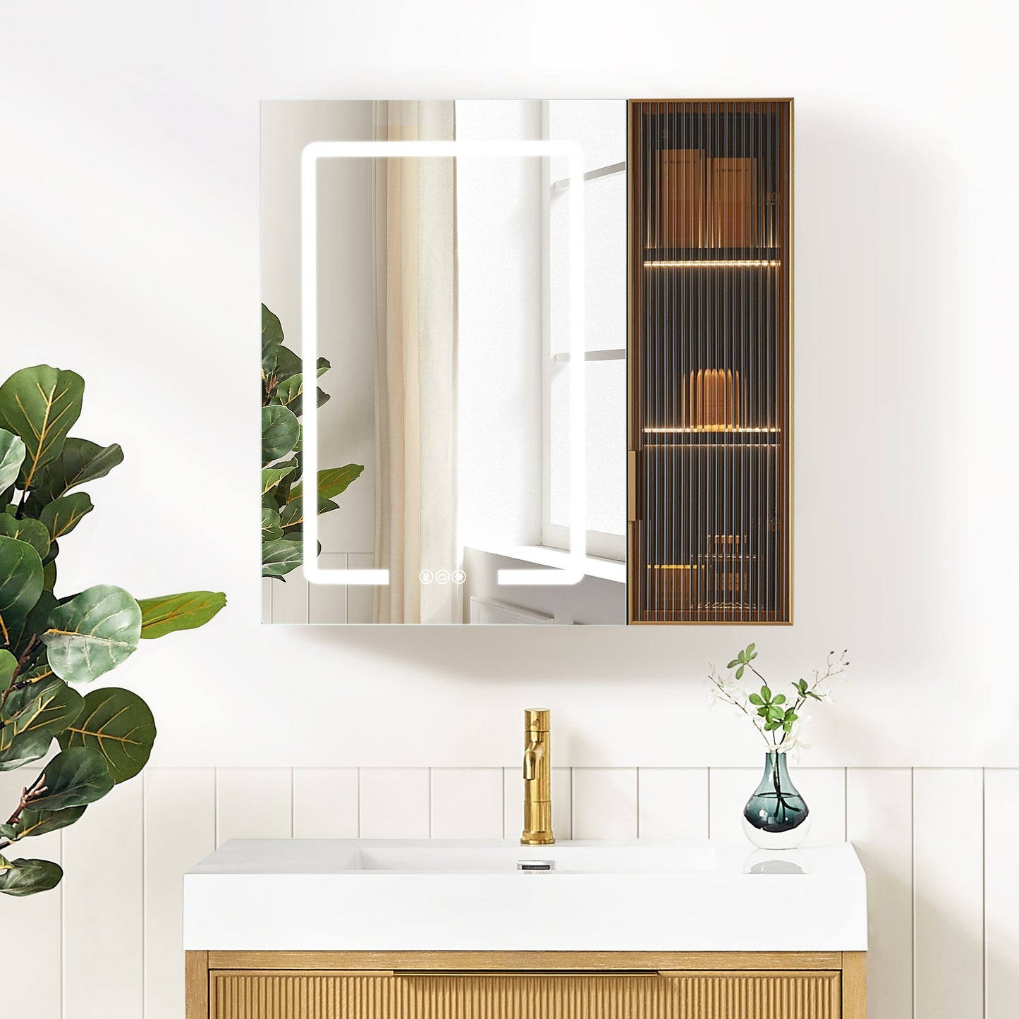 Cervia 30" W x 29.5" H Rectangular Medicine Cabinet with Aluminum Frameless LED Mirror