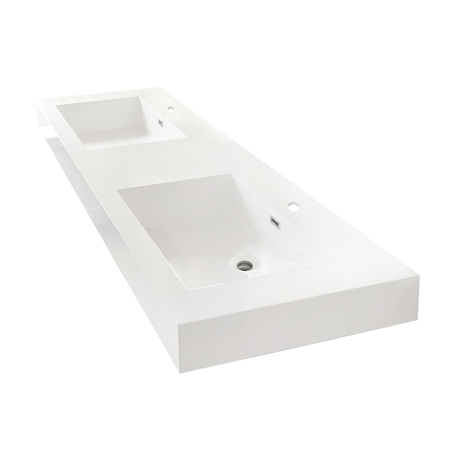 Ablitas Square White Finish Composite Granite Stone Vessel Bathroom Vanity Sink