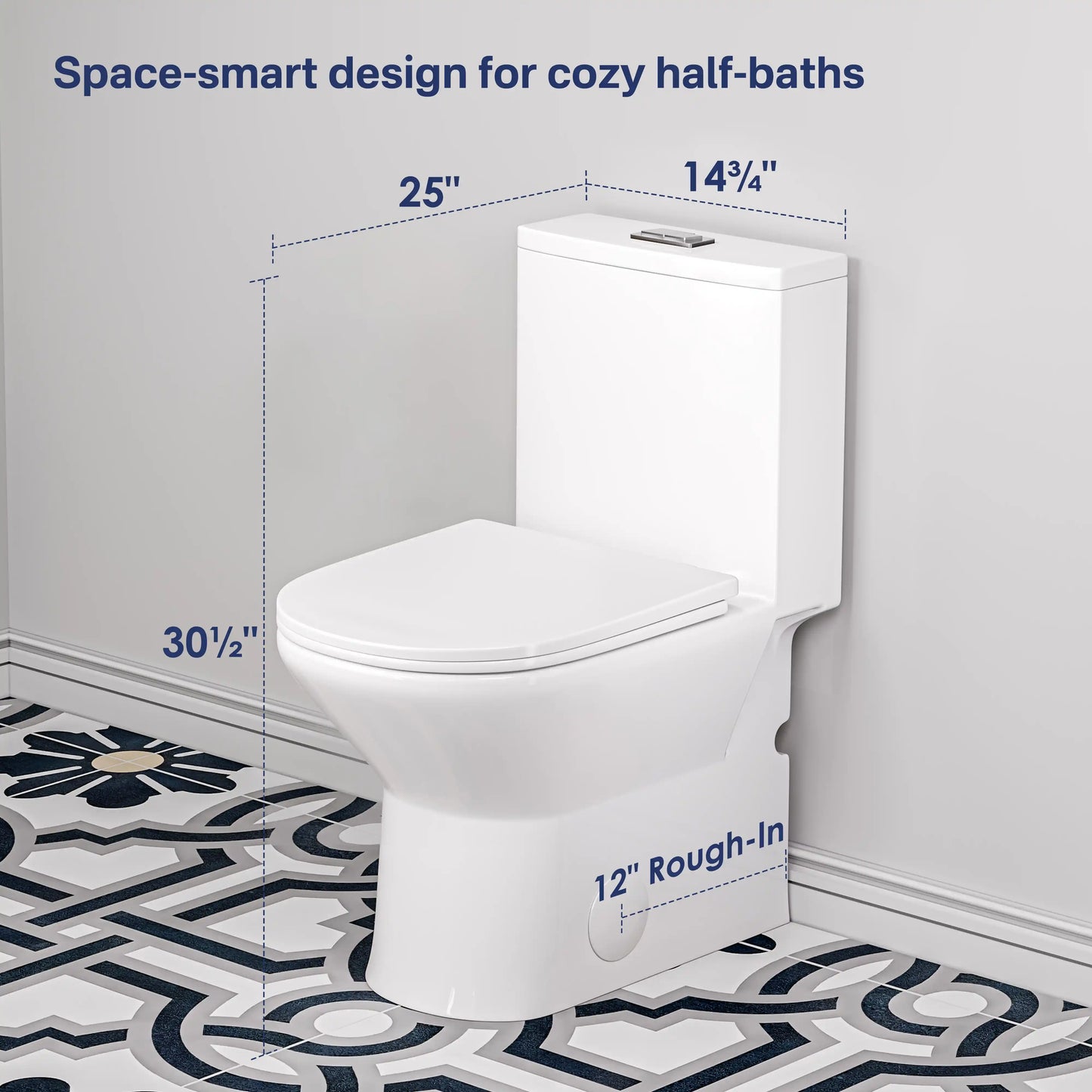 Naples 25" Depth Compact Elongated One-Piece Toilet, Dual Flush, Chair Height