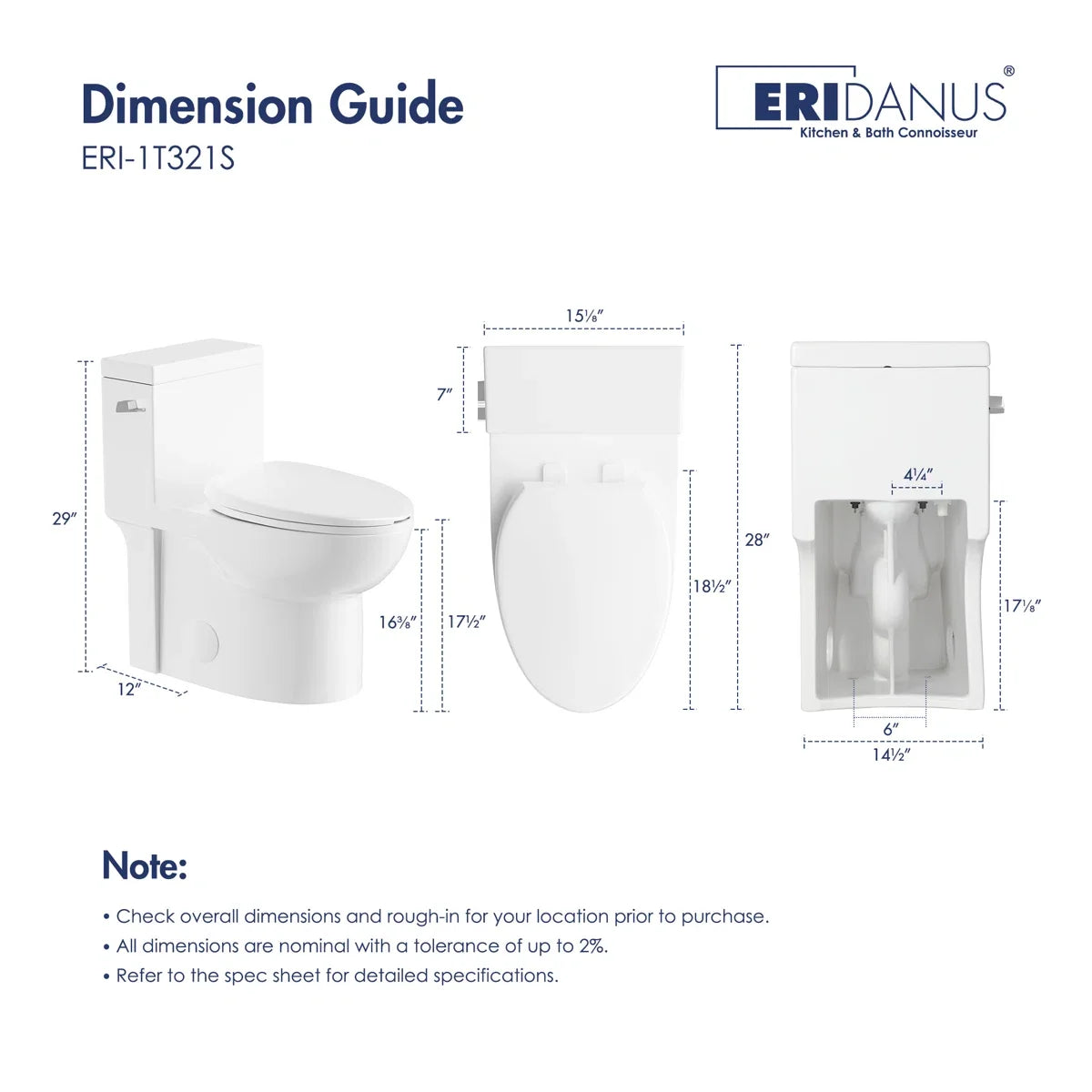 Denbigh One-Piece Toilet – Dual or Single Flush, Comfort Height