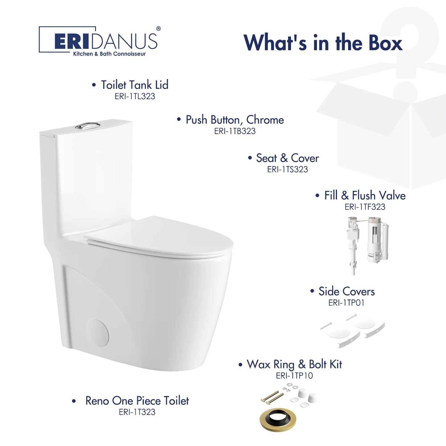 Reno One-Piece Chair Height Elongated Toilet, 1.1/1.6 GPF Dual Flush, Multiple Colors
