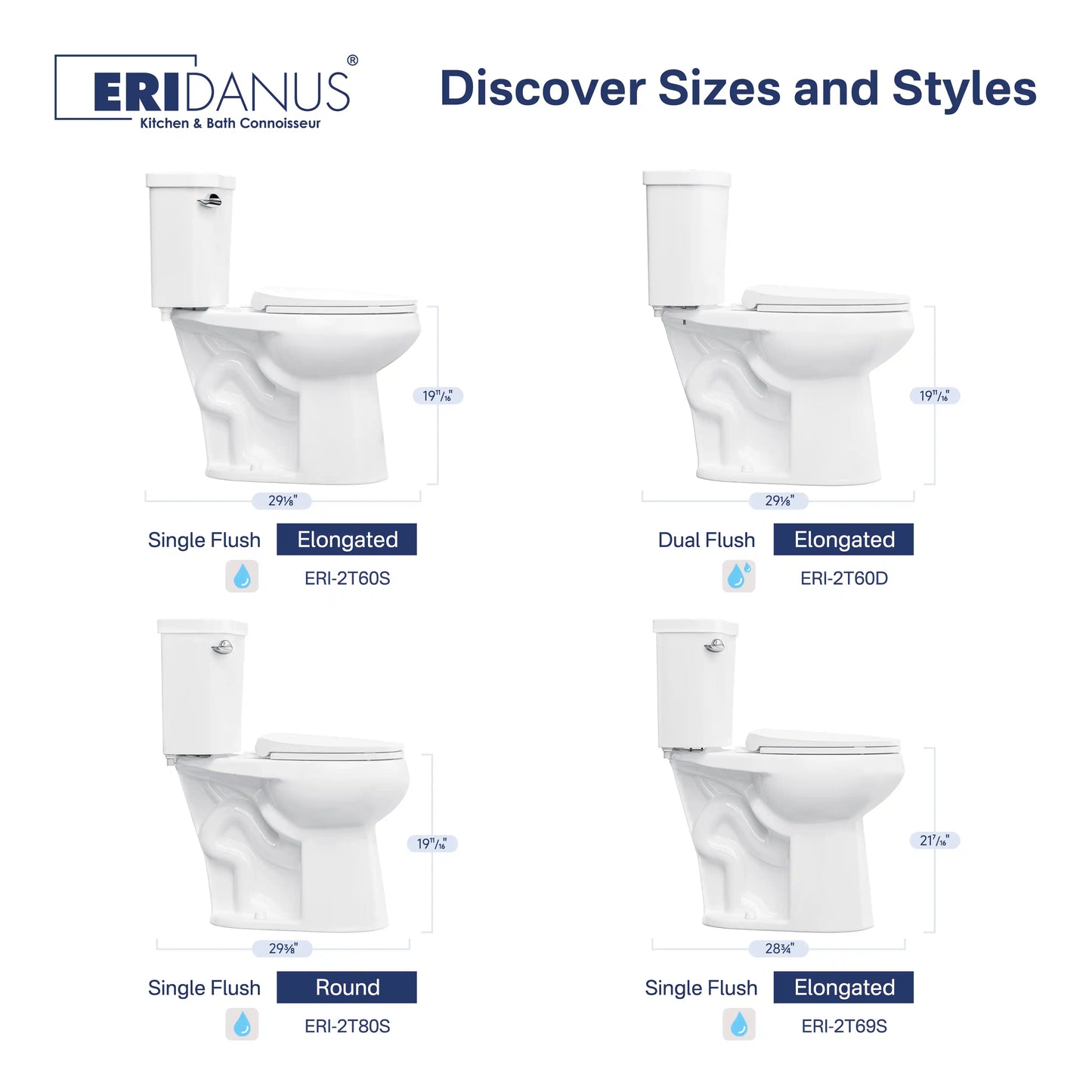Dayton Round 18.9" Chair Height Two-Piece Toilet, 1.28 GPF Single Flush, Soft-Close Seat