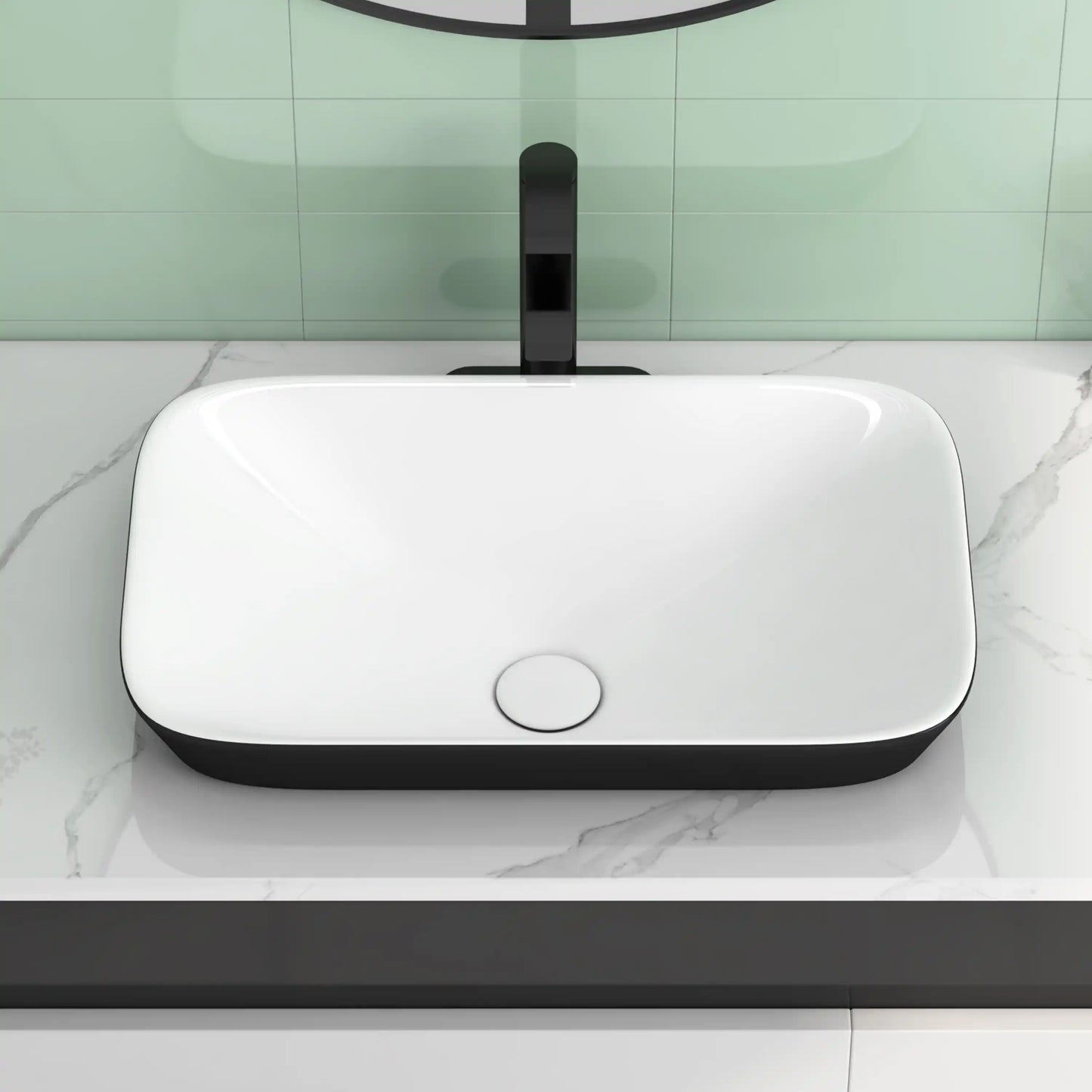Salerno 21" x 13" Rectangular Semi-Recessed Vitreous China Vessel Bathroom Sink in White