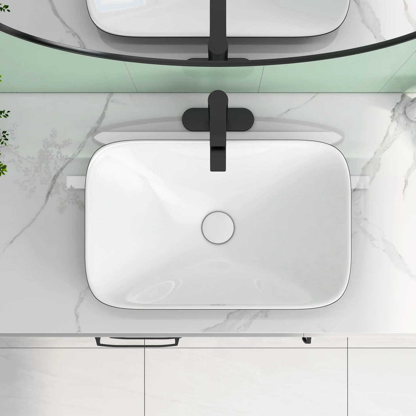Salerno 21" x 13" Rectangular Semi-Recessed Vitreous China Vessel Bathroom Sink in White