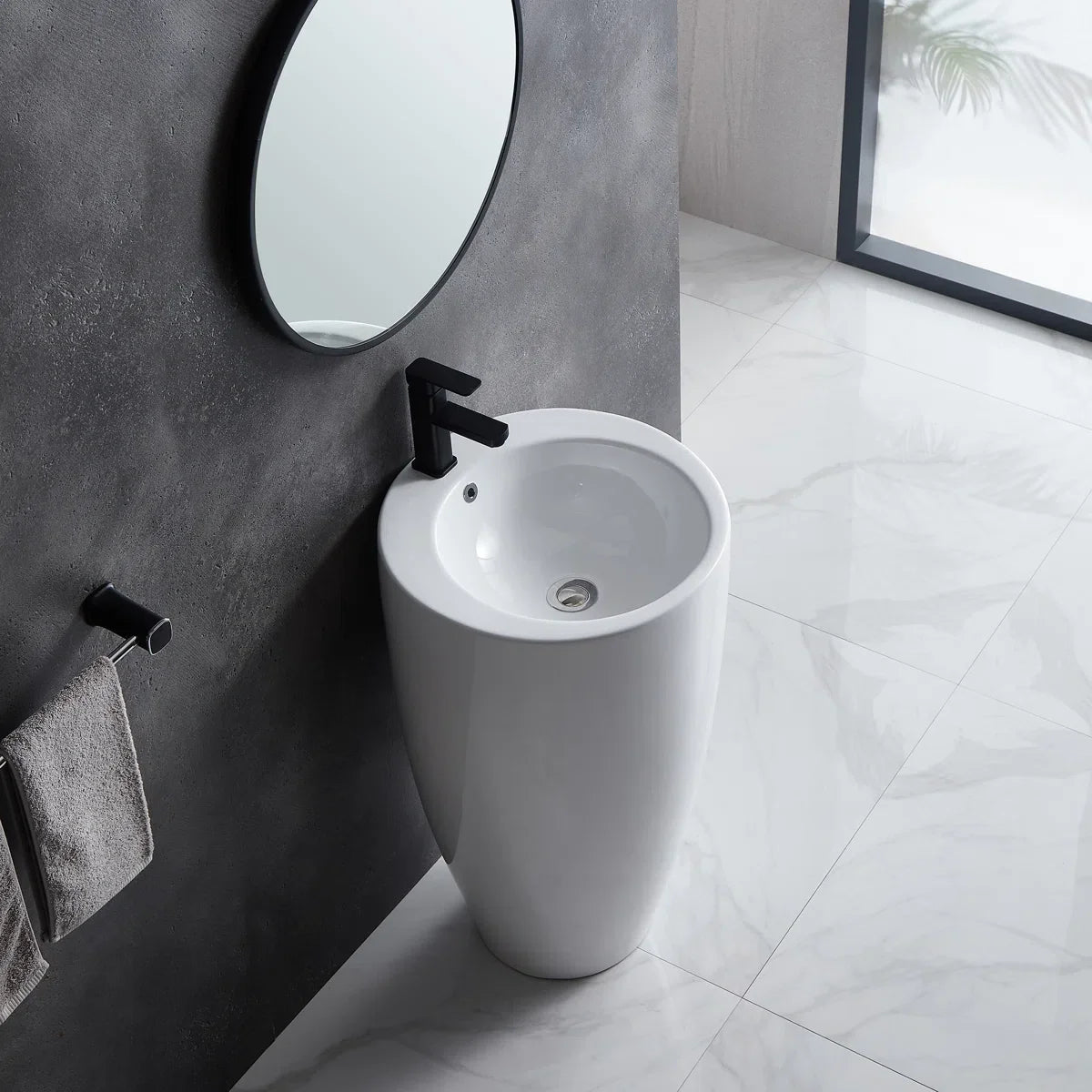 Gibbous 33.5" H Vitreous China Circular Pedestal Bathroom Sink