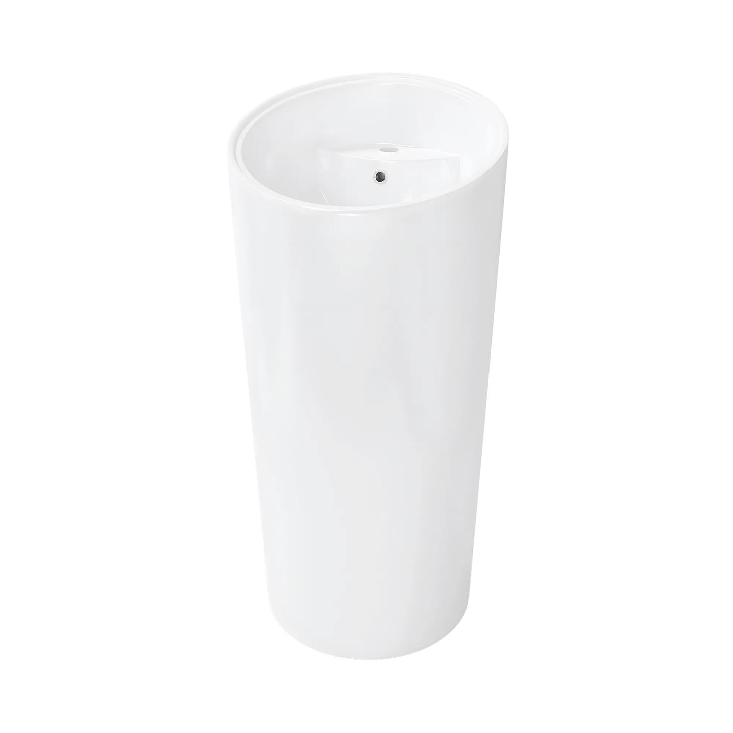 Reno 38" H Vitreous China Circular One-Piece Freestanding Pedestal Bathroom Sink with Overflow