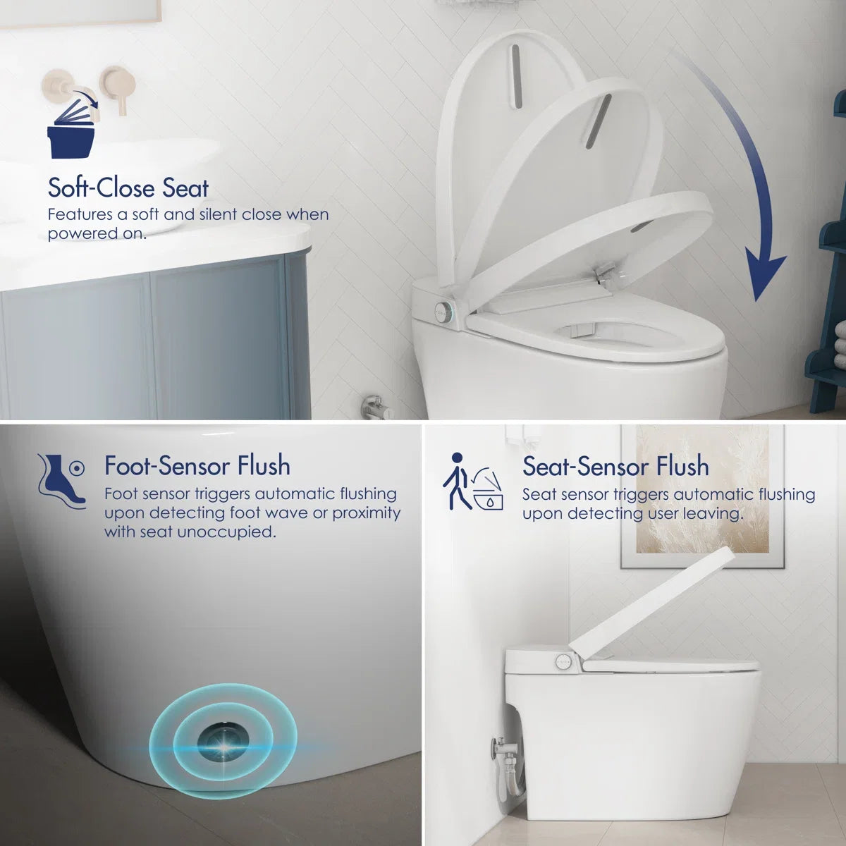 Piedmont Elongated Smart Toilet – Heated Seat, Touchless Flush & Optional Bidet