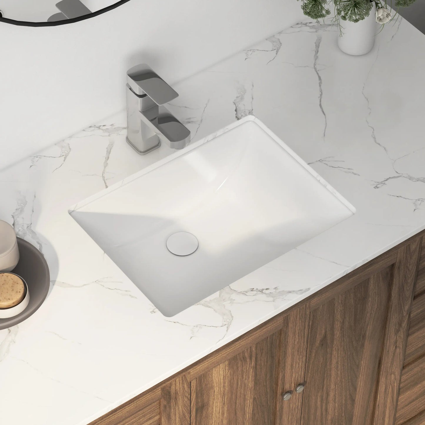 Denbigh 18" x 13" Rectangular Undermount Vitreous China Bathroom Sink in White with Overflow