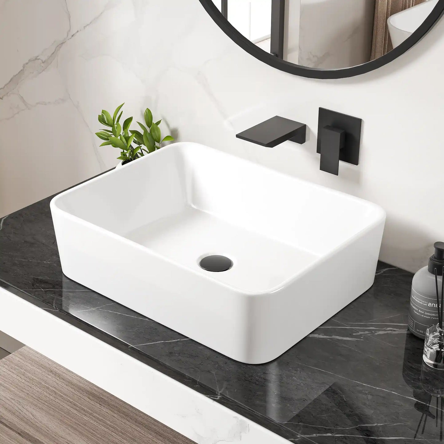 Denbigh 19" x 14'' White Vitreous China Rectangular Vessel Bathroom Sink