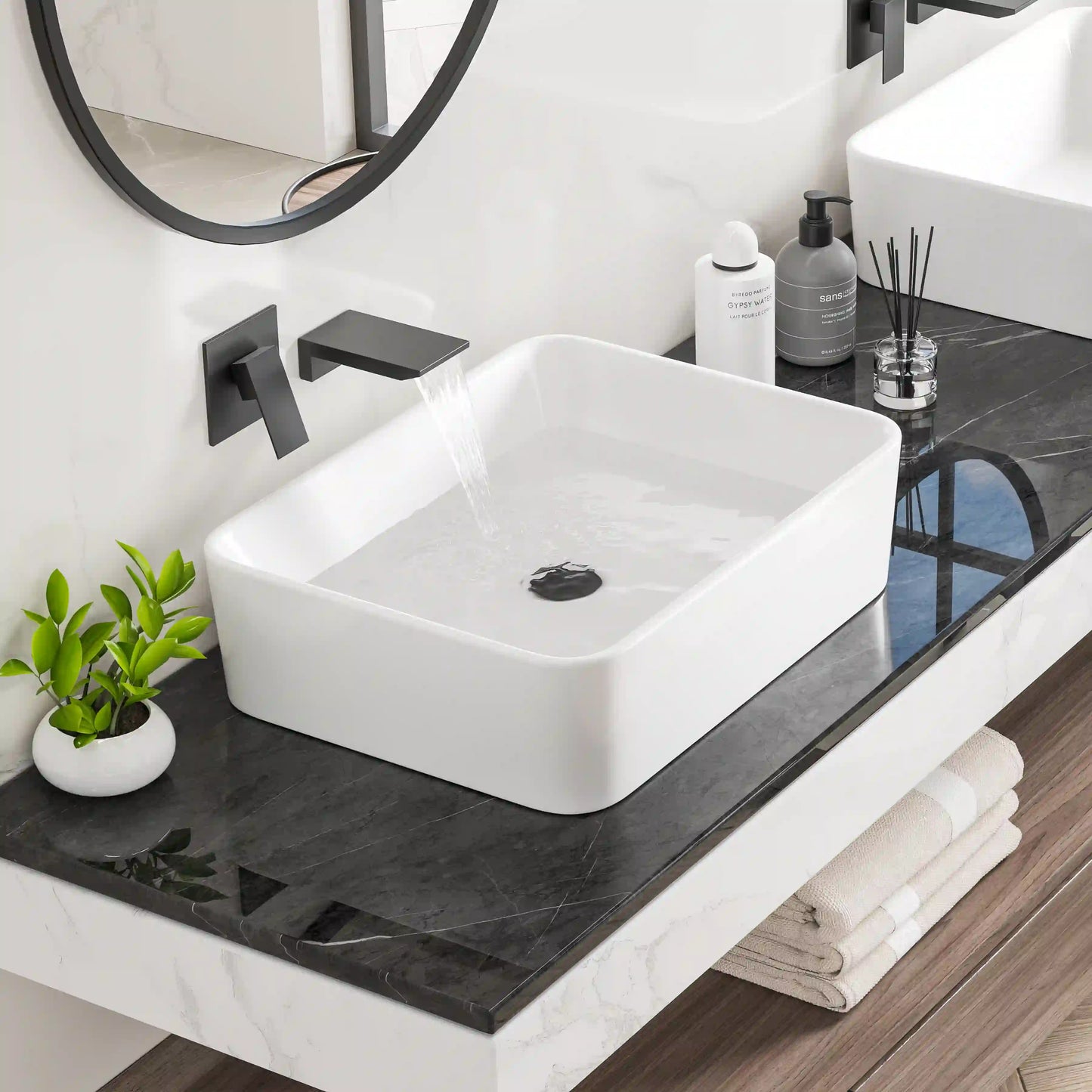 Denbigh 19" x 14'' White Vitreous China Rectangular Vessel Bathroom Sink