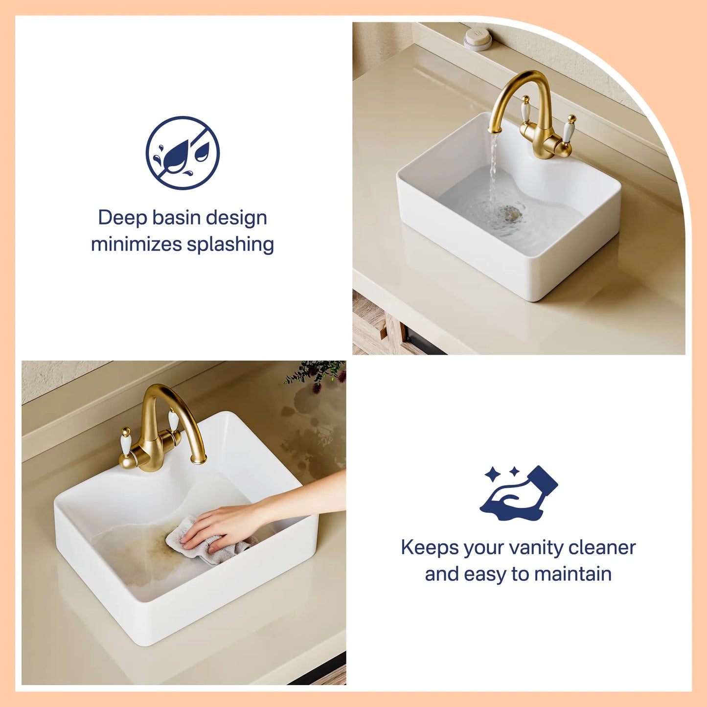 16" x 12" Rectangular Vitreous China Vessel Bathroom Sink with Faucet Hole