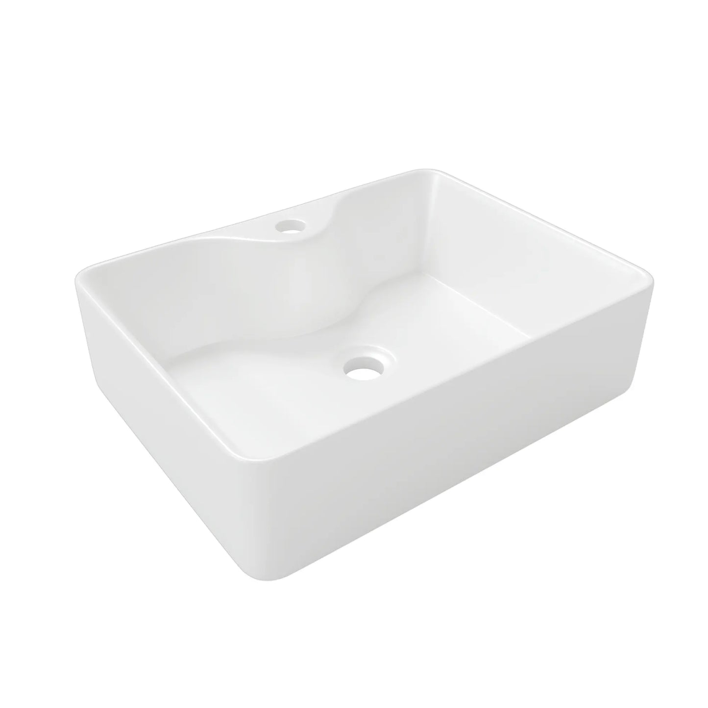 Denbigh 19" x 14" Rectangular China Rectangular Vessel Bathroom Sink with Faucet Hole