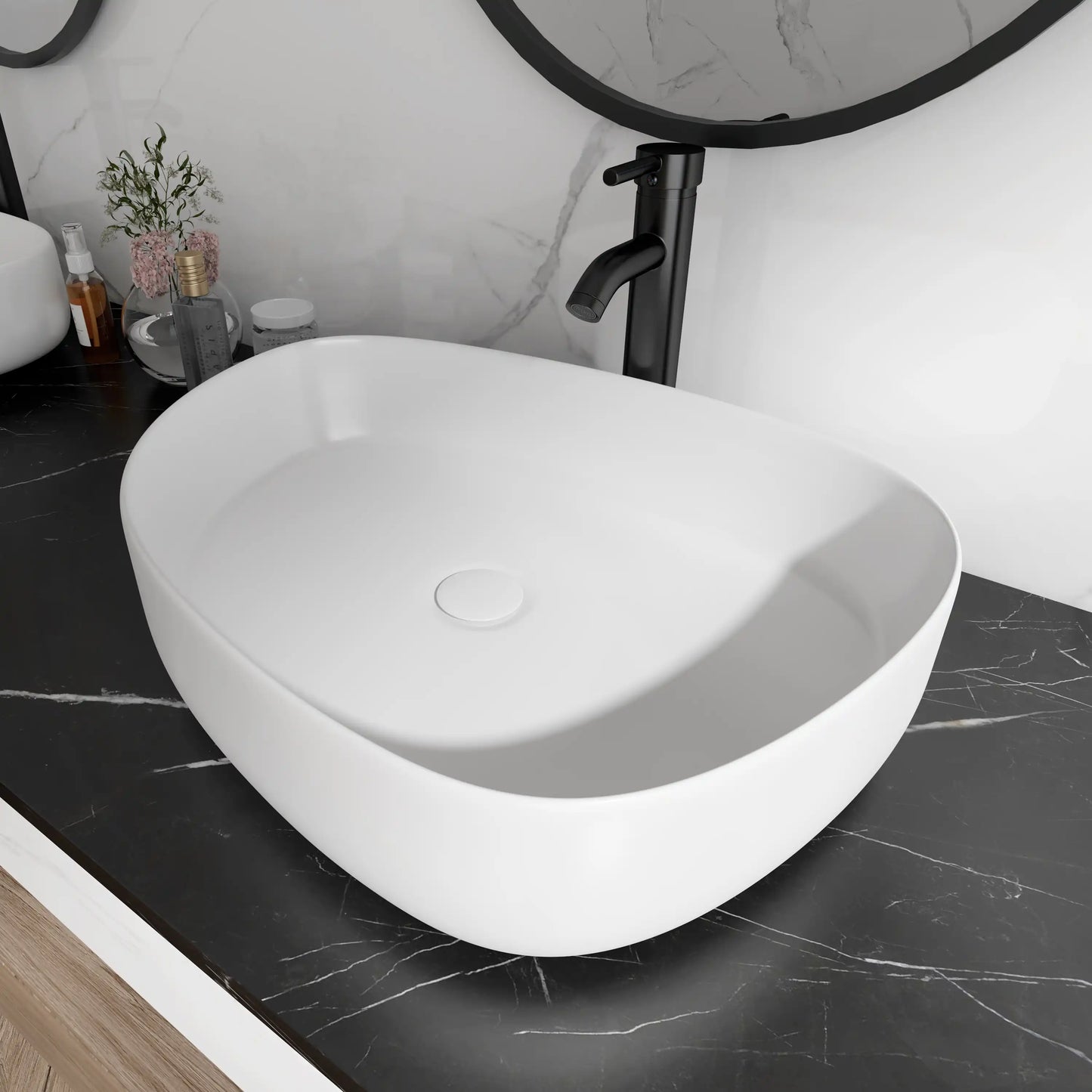 Zermatt 21" x 16" Vitreous China Irregular Bathroom Vessel Sink in Matte Black