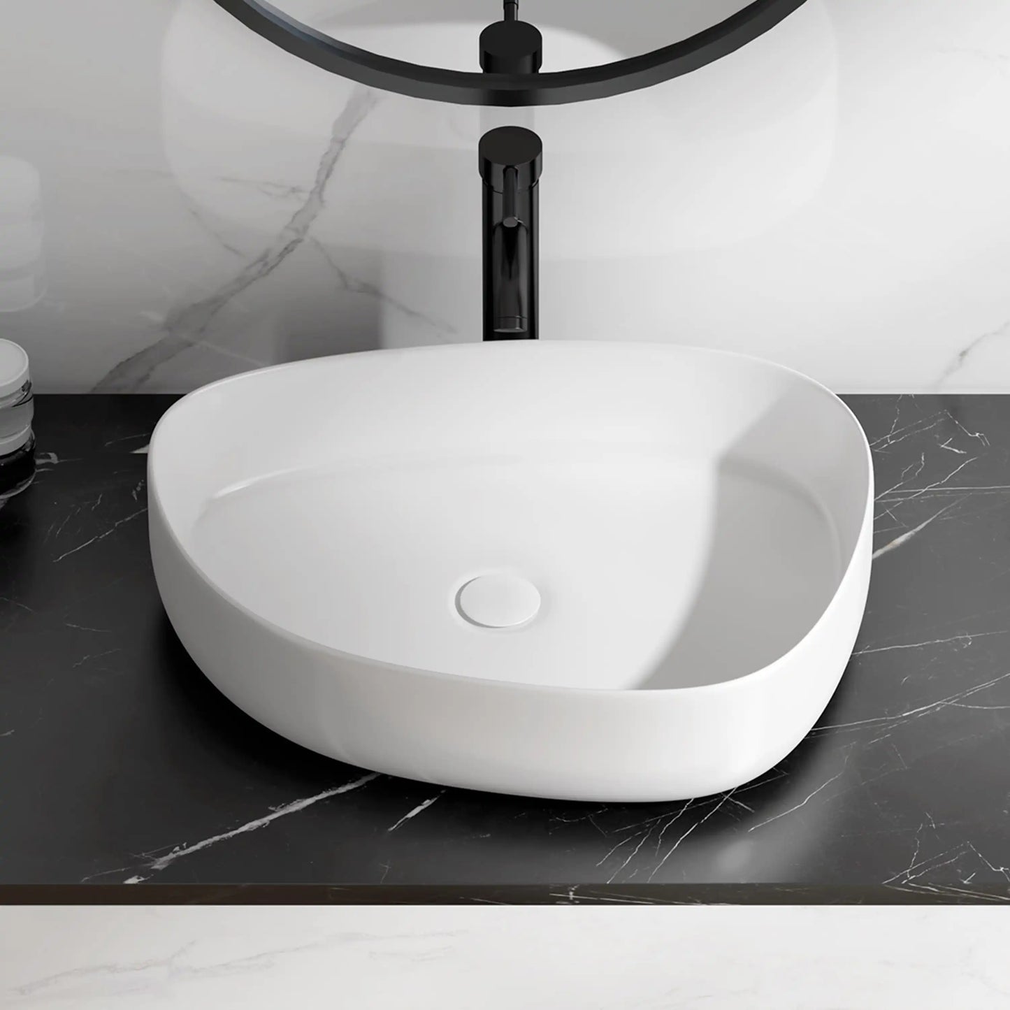 Zermatt 21" x 16" Vitreous China Irregular Bathroom Vessel Sink in Matte Black