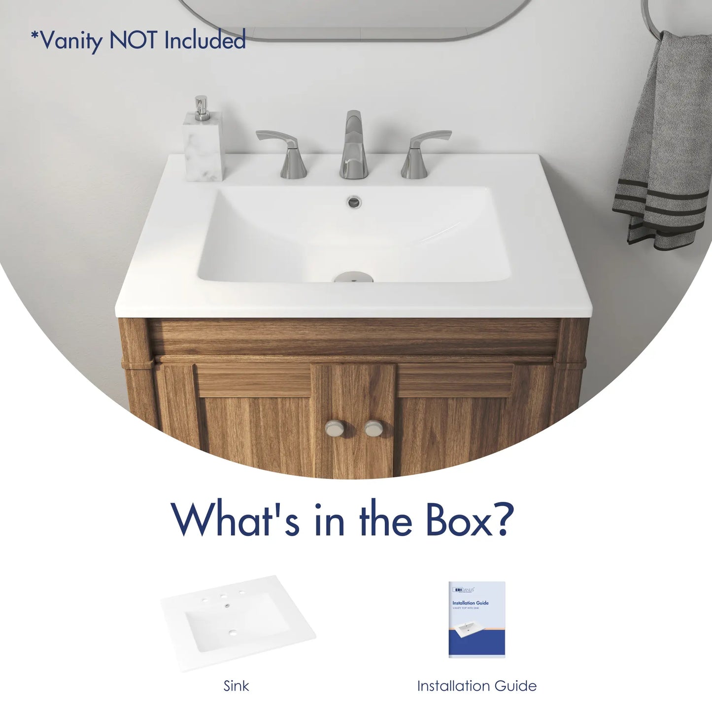 24" x 18" Dayton Vitreous China Vanity Top Sink | White ( Sink Only )