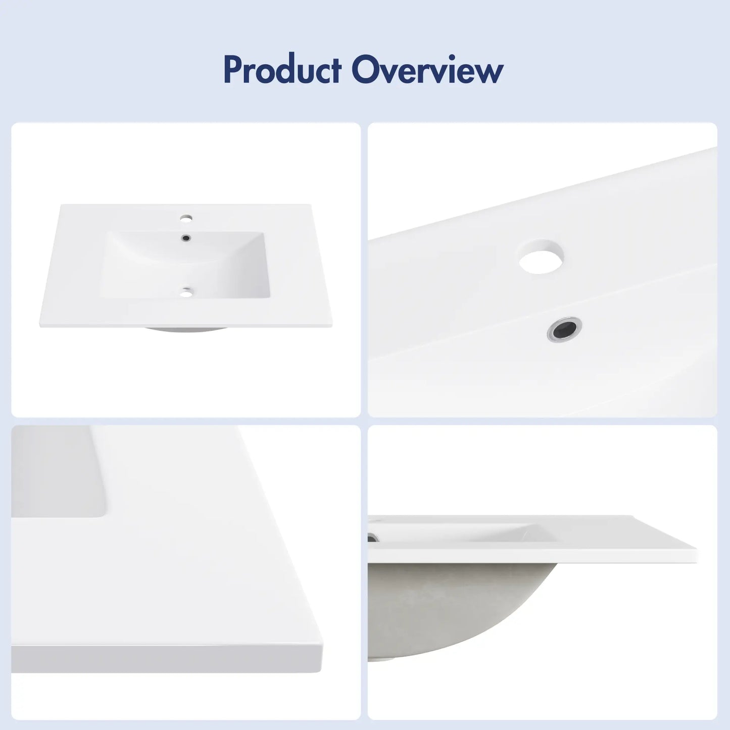 Tucson 30" x 18.25" Vitreous China Single Vanity Top Sink in White (Sink Only, No Vanity)