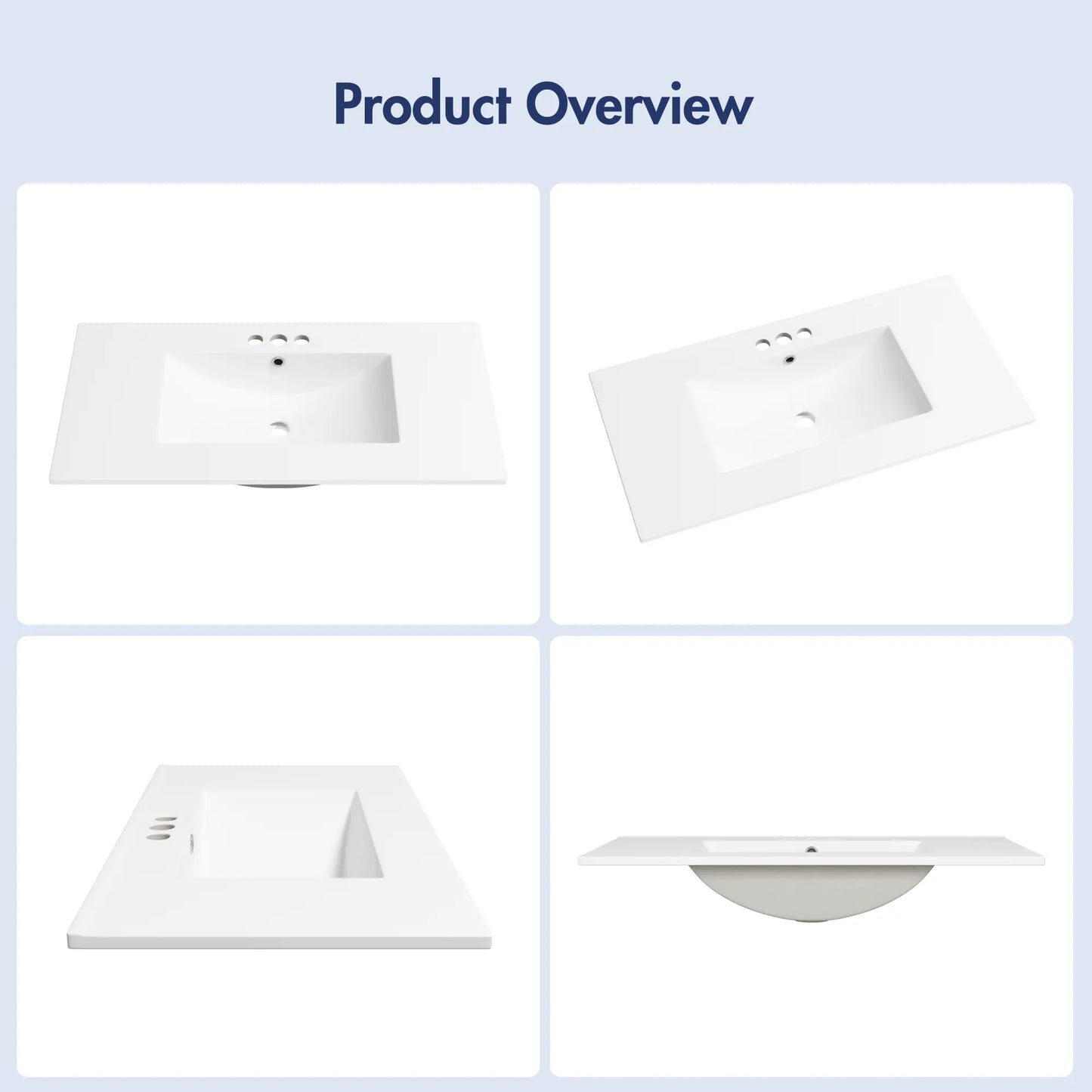Tucson 35.9" x 18.25" White Vitreous China Rectangular Single-Basin Countertop Sink (Sink Only, Vanity Cabinet Not Included)