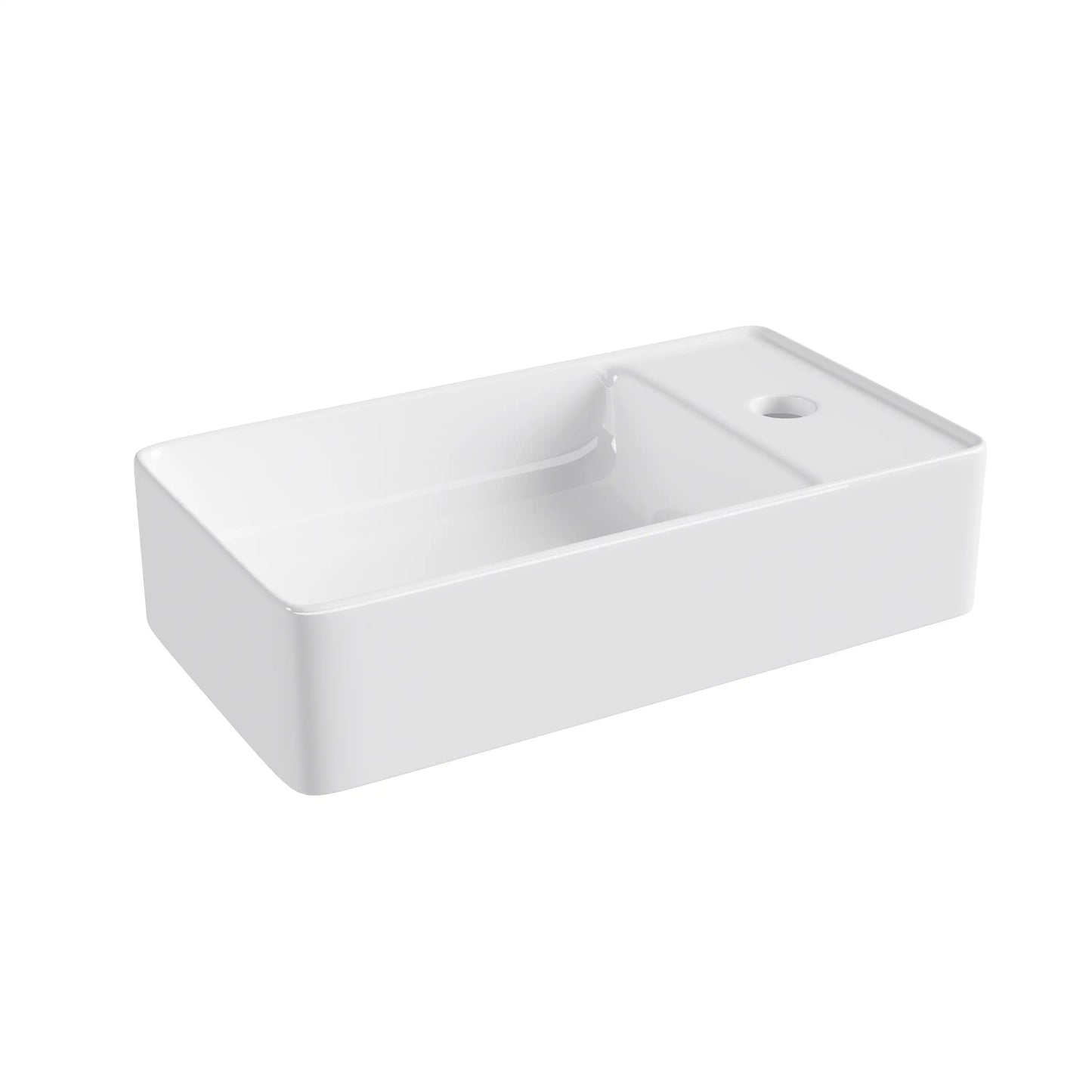 Turner 18" x 10" White Ceramic Rectangular Wall Mount & Vessel Bathroom Sink