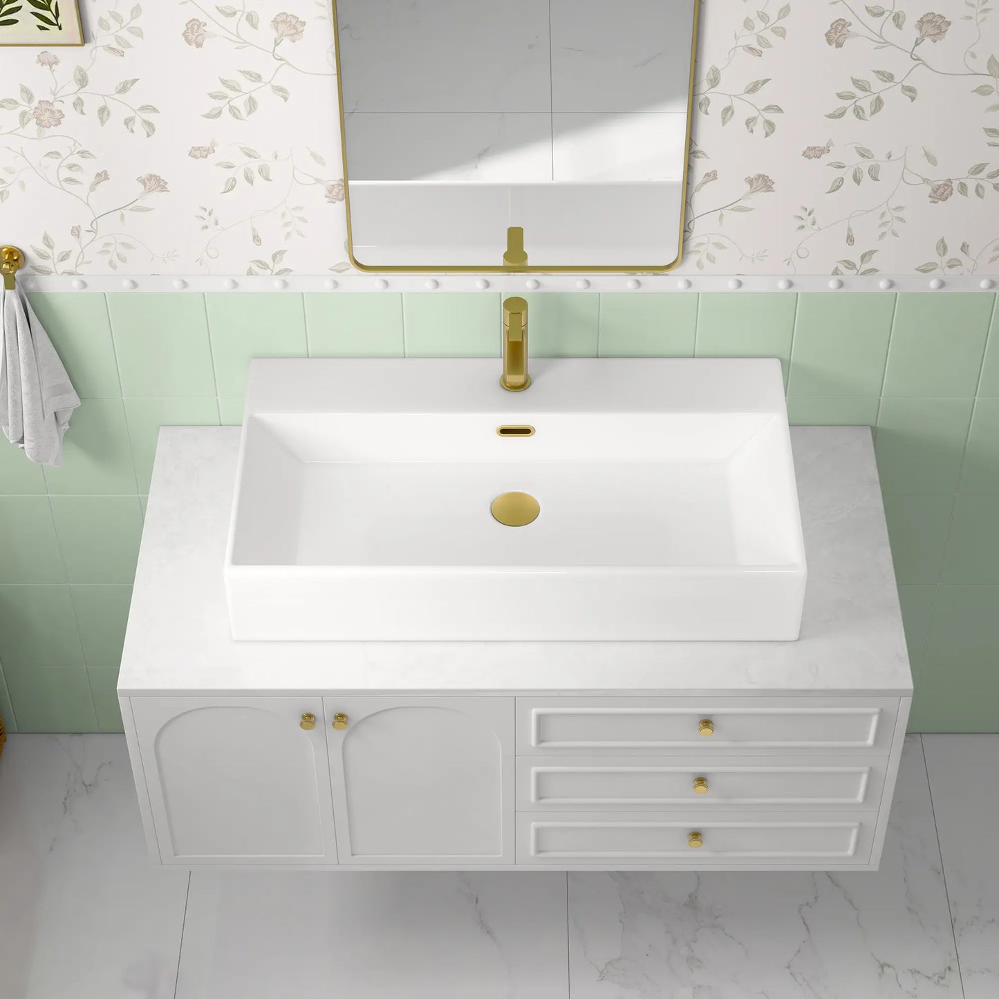 Turner 30" x 16.5" Rectangular Wall Mount Bathroom Sink with Overflow