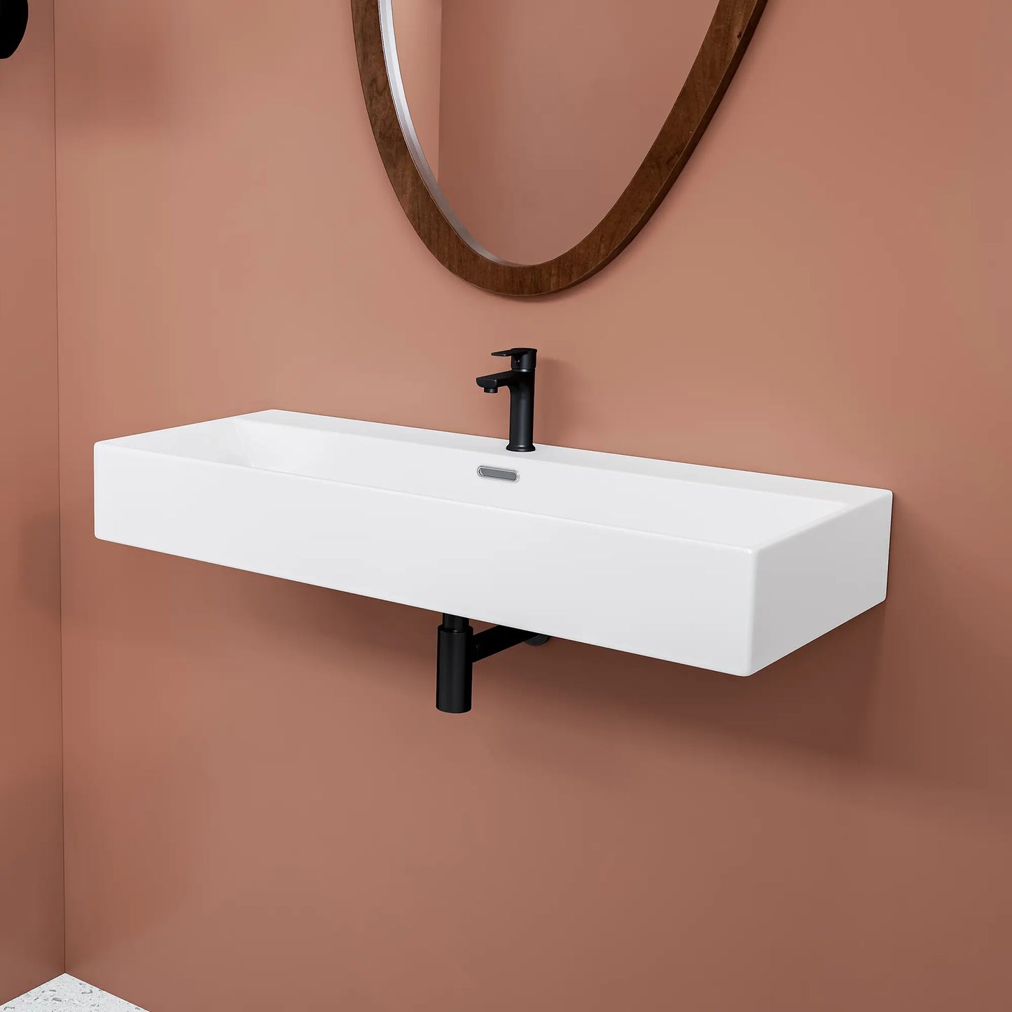Turner 39" x 16" White Trough Wall Mount or Vessel Bathroom Sink
