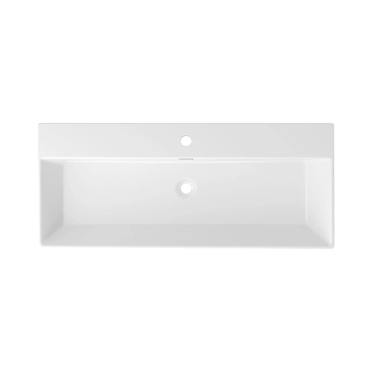 Turner 39" x 16" White Trough Wall Mount or Vessel Bathroom Sink