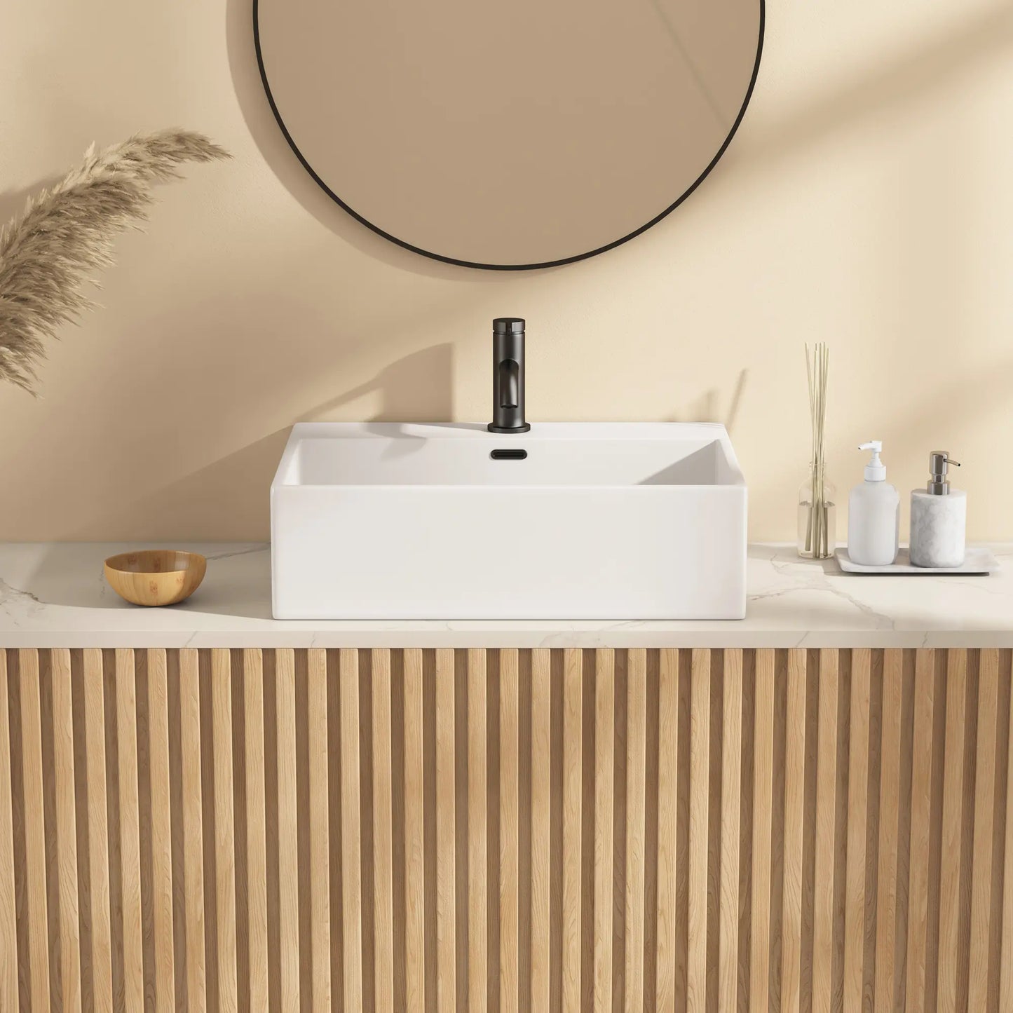 Turner Rectangular Wall-Mount Ceramic Bathroom Sink in White Available in Sizes