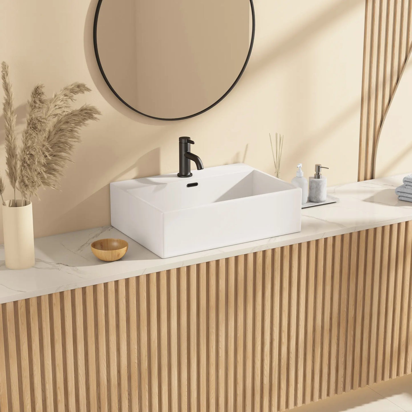 Turner Rectangular Wall-Mount Ceramic Bathroom Sink in White Available in Sizes